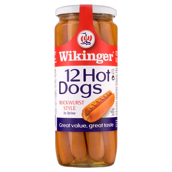 1030g Wikinger 12 Hot Dogs Bockwurst Style in Brine - Bulk Food Ration Storage