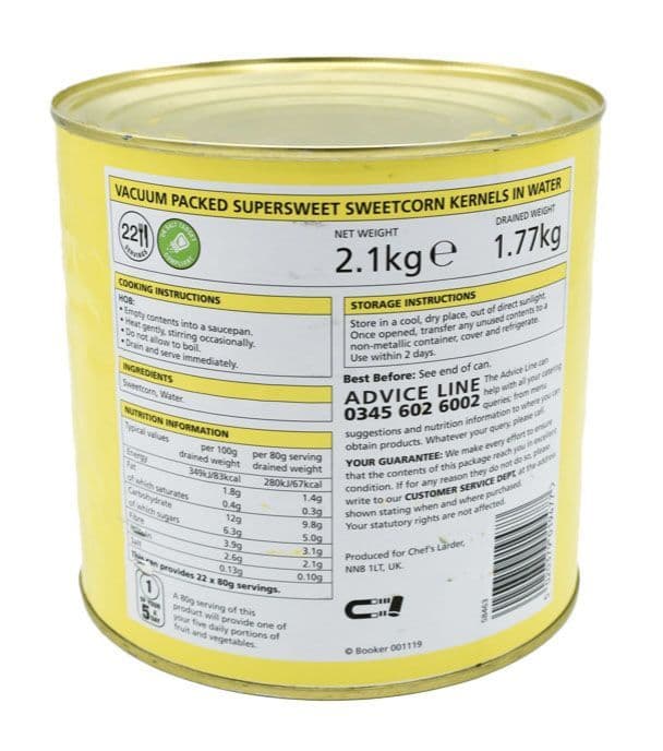2.1KG Canned Sweetcorn - Bulk Ration Food Storage