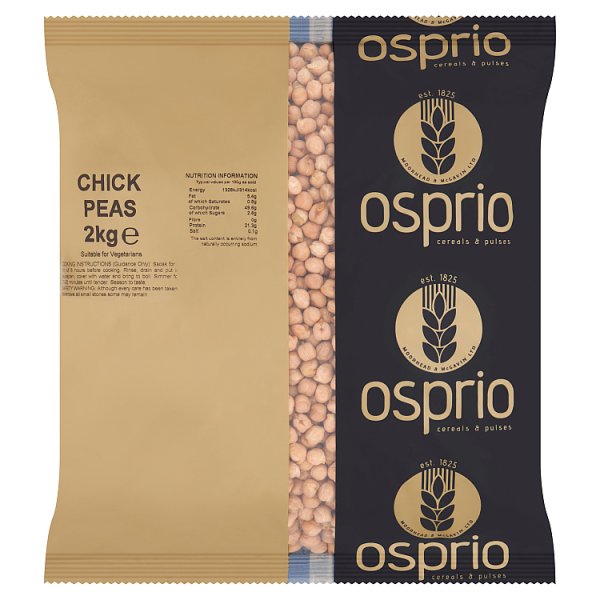 2kg Osprio Chick Peas - Bulk Food Ration Storage