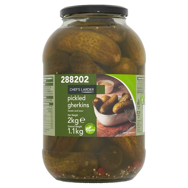2kg Chef's Larder Pickled Gherkins - Bulk Food Ration Storage