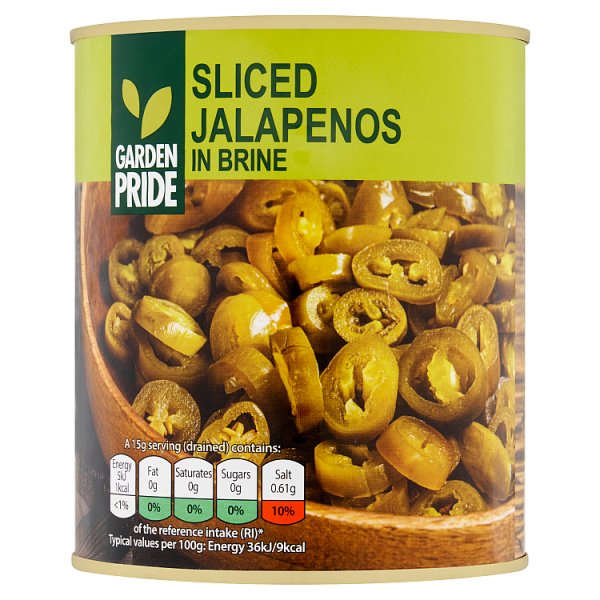 820g Garden Pride Sliced Jalapenos in Brine - Bulk Food Ration Storage