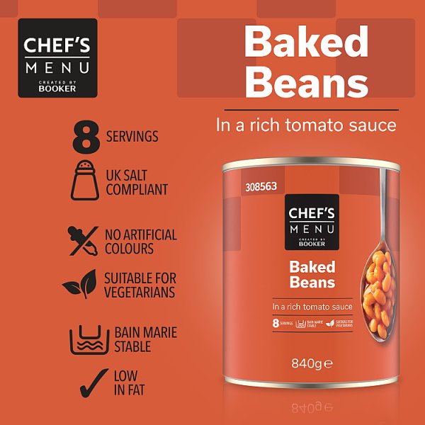840g Chef's Menu Baked Beans in a Rich Tomato Sauce - Bulk Food Ration Storage