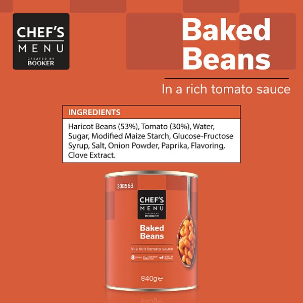 840g Chef's Menu Baked Beans in a Rich Tomato Sauce - Bulk Food Ration Storage
