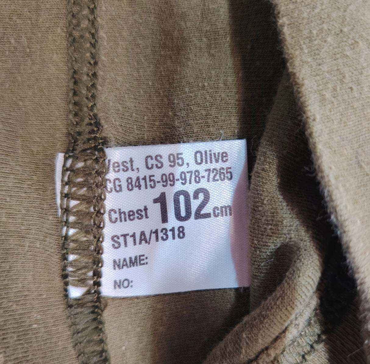 British Military PCS 95 Thermal Olive Base Layer Vest
