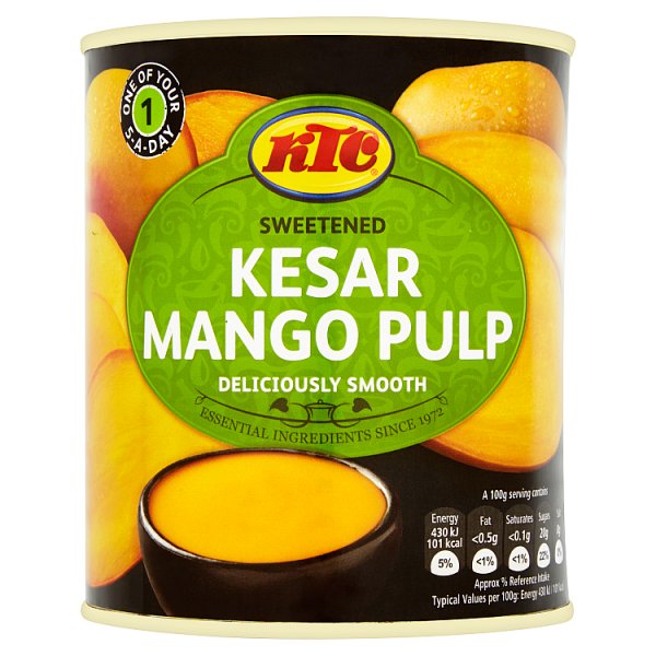 850g KTC Sweetened Kesar Mango Pulp - Bulk Food Ration Storage