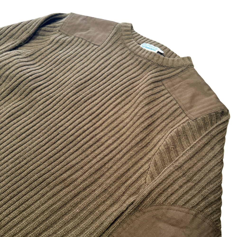 British Military Style Dark Olive Green Knitted Jumper