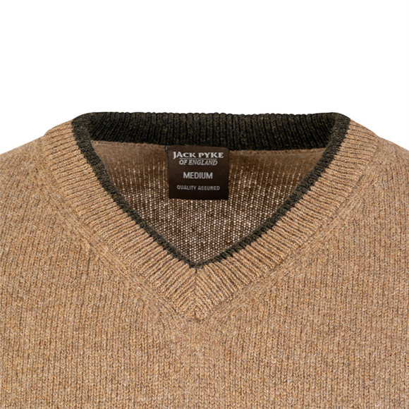 Jack Pyke Ashcombe 100% Lambswool V-Neck - Barley
