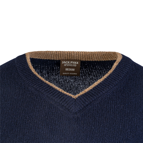 Jack Pyke Ashcombe 100% Lambswool V-Neck - Navy