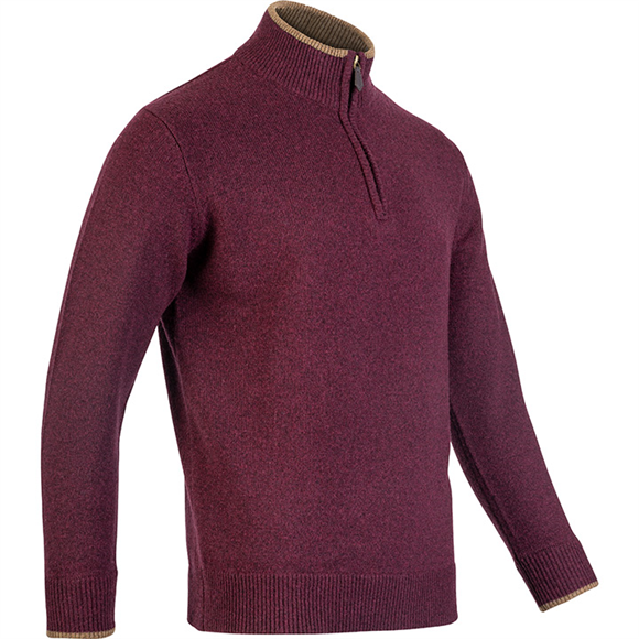 Jack Pyke Ashcombe 100% Lambswool Zipknit - Plum