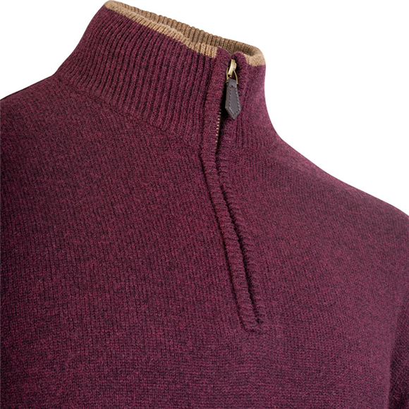 Jack Pyke Ashcombe 100% Lambswool Zipknit - Plum