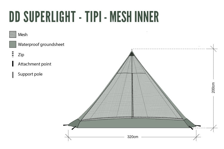 DD Hammocks SuperLight - Tipi - Mesh Inner
