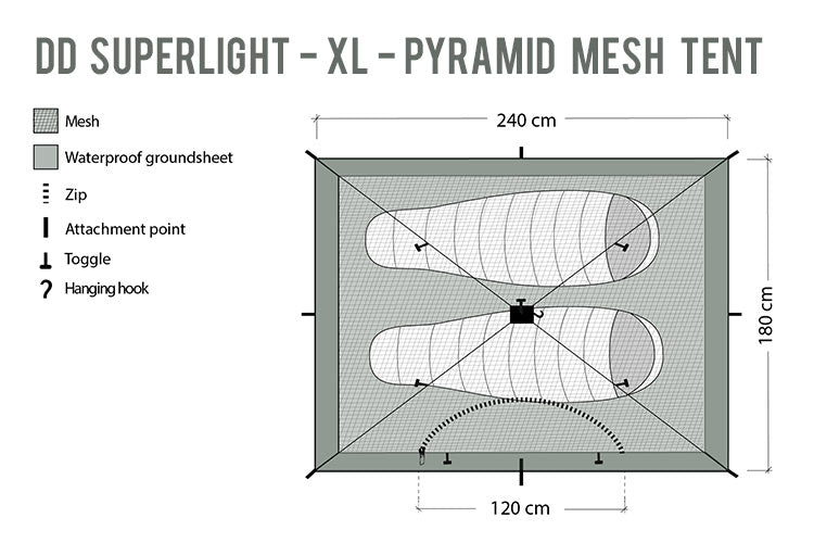 DD Hammocks SuperLight - XL - Pyramid Mesh Tent