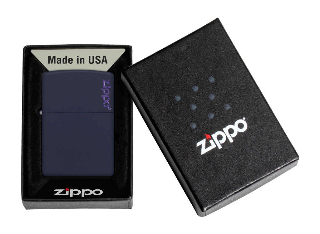 Zippo Classic Navy Matte Lighter with Zippo Logo