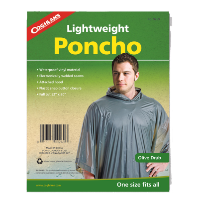 Coghlan's Olive Drab Vinyl Poncho Full Cut 52" x 80"