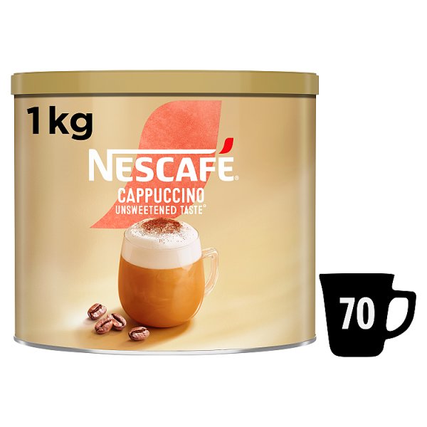 1kg NESCAFE Cappuccino Unsweetened Taste Instant Coffee Tin - Bulk Food Ration Storage