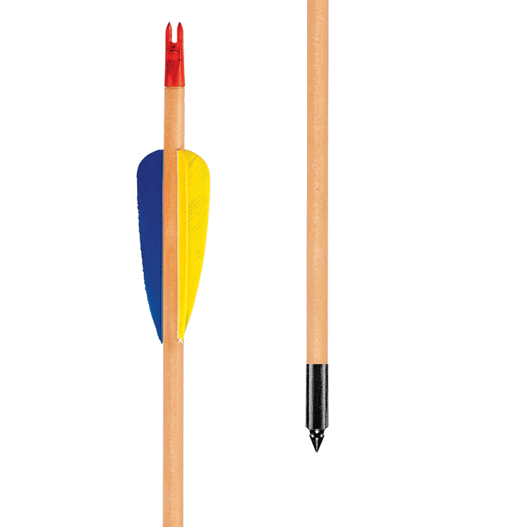 EK Archery Black Point Natural Wooden Feather Arrows 30" - Pack Of 3