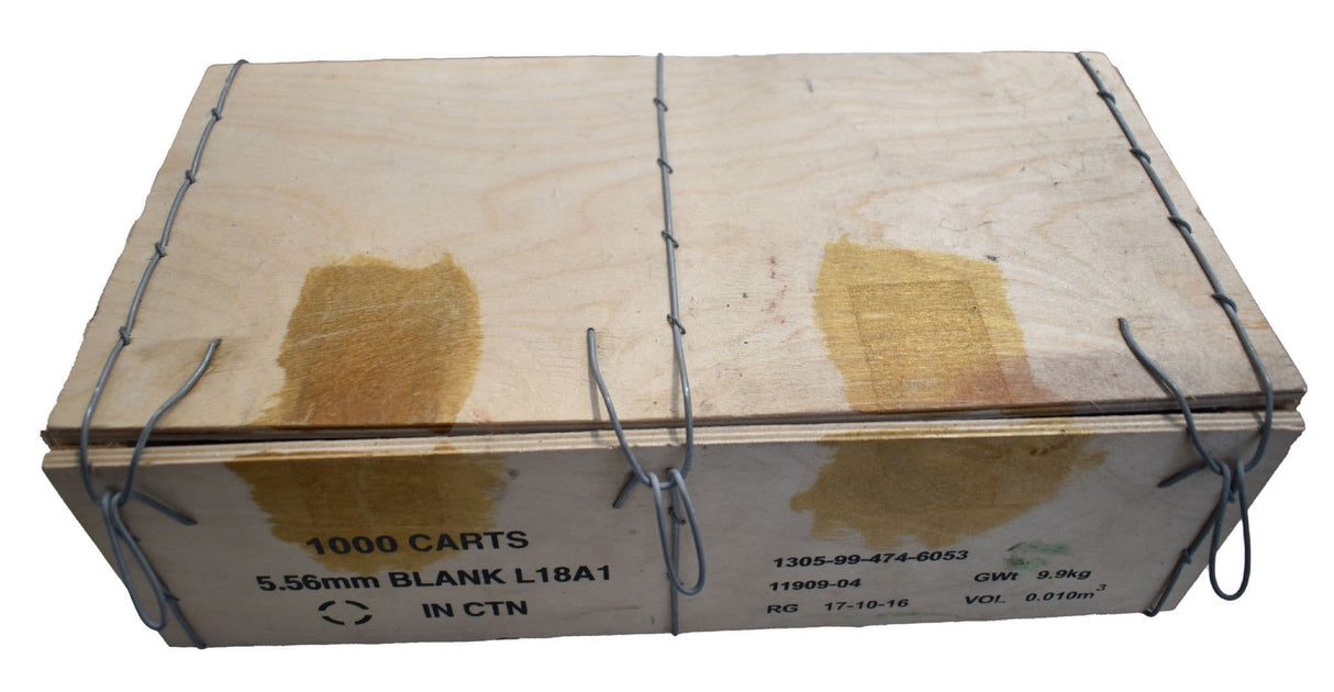 Ex Military 5.56 Blank Round Wooden Ammo Crate - Grade 1