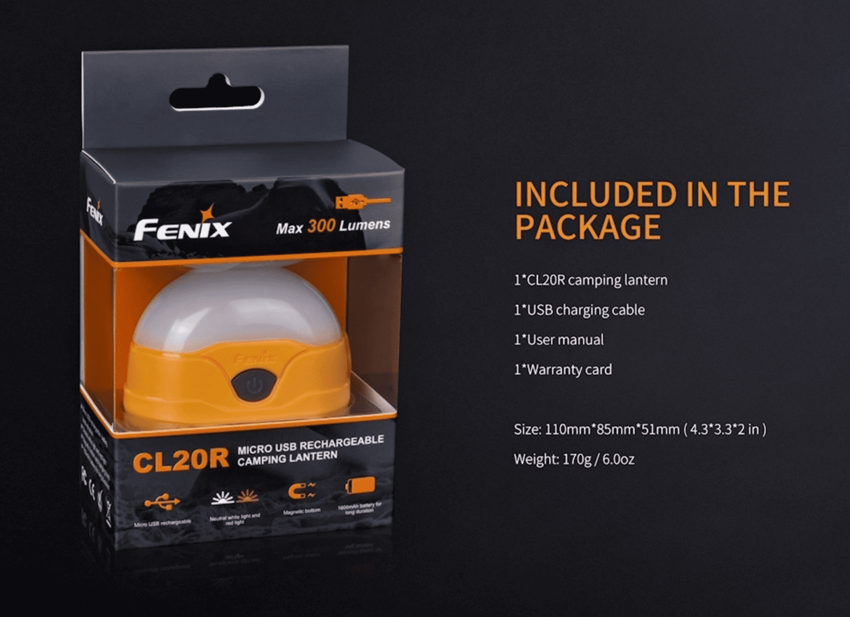 Fenix CL20R 300 Lumen Rechargeable Camping Lantern