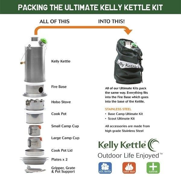 Kelly Kettle Ultimate Base Camp Kit Large Stainless Steel