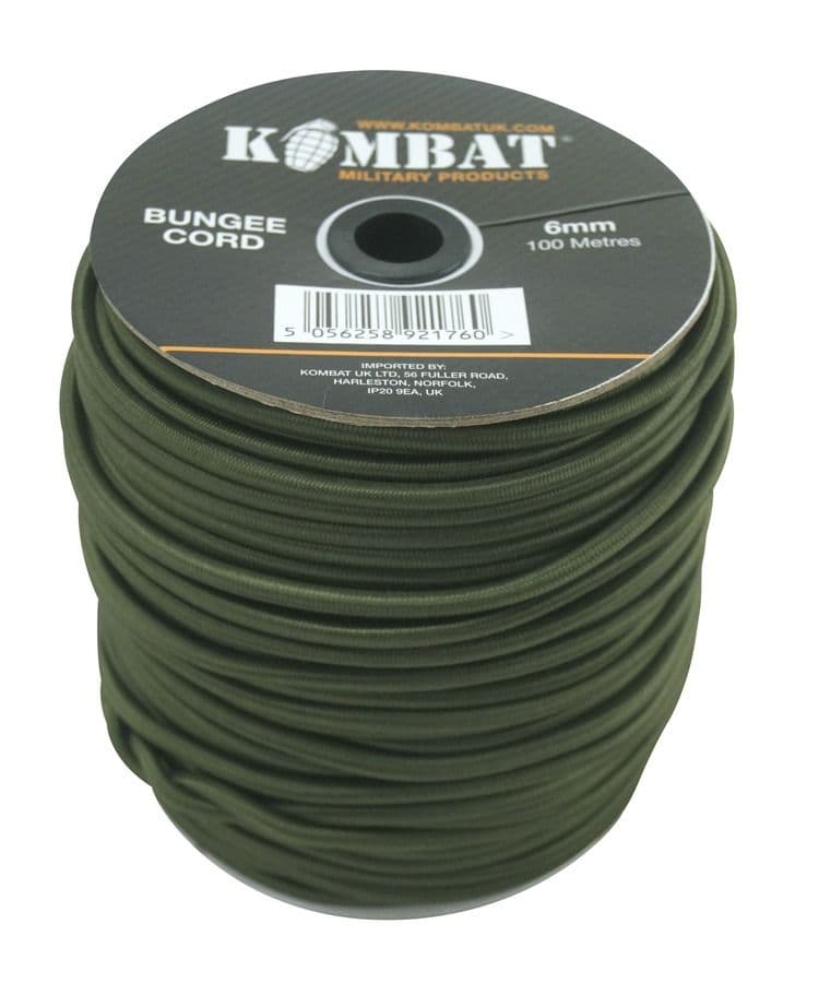 Kombat UK 6mm Bungee Cord - Olive Green - 100m