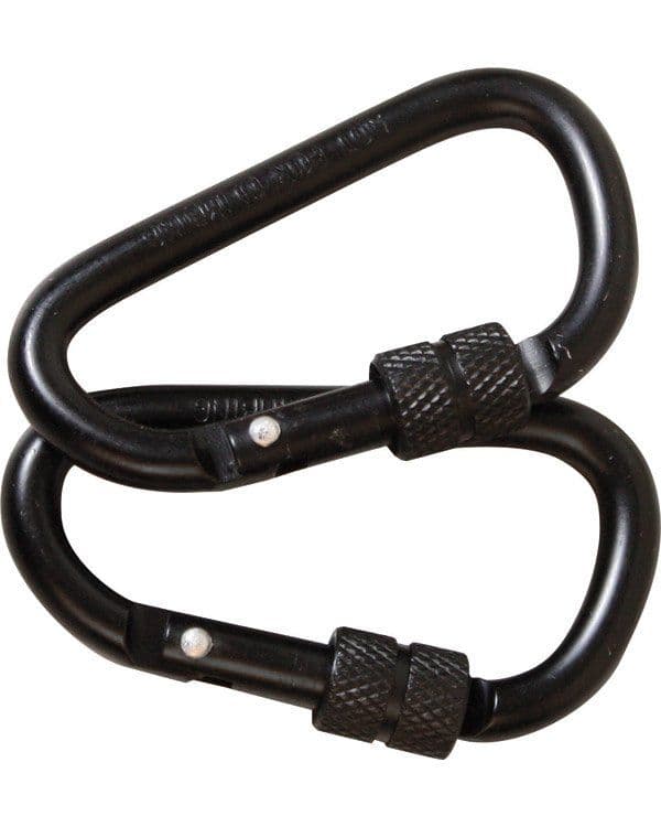 Kombat UK Locking Carabiner Pairs - 6mm Stainless Steel Climbing Gear Set