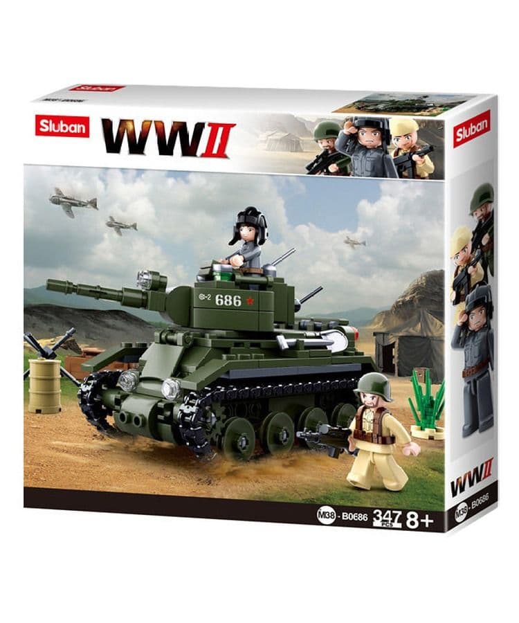 Kombat UK Sluban WWII Allied Light Cavalry Tank Model Building Blocks Set - B0686