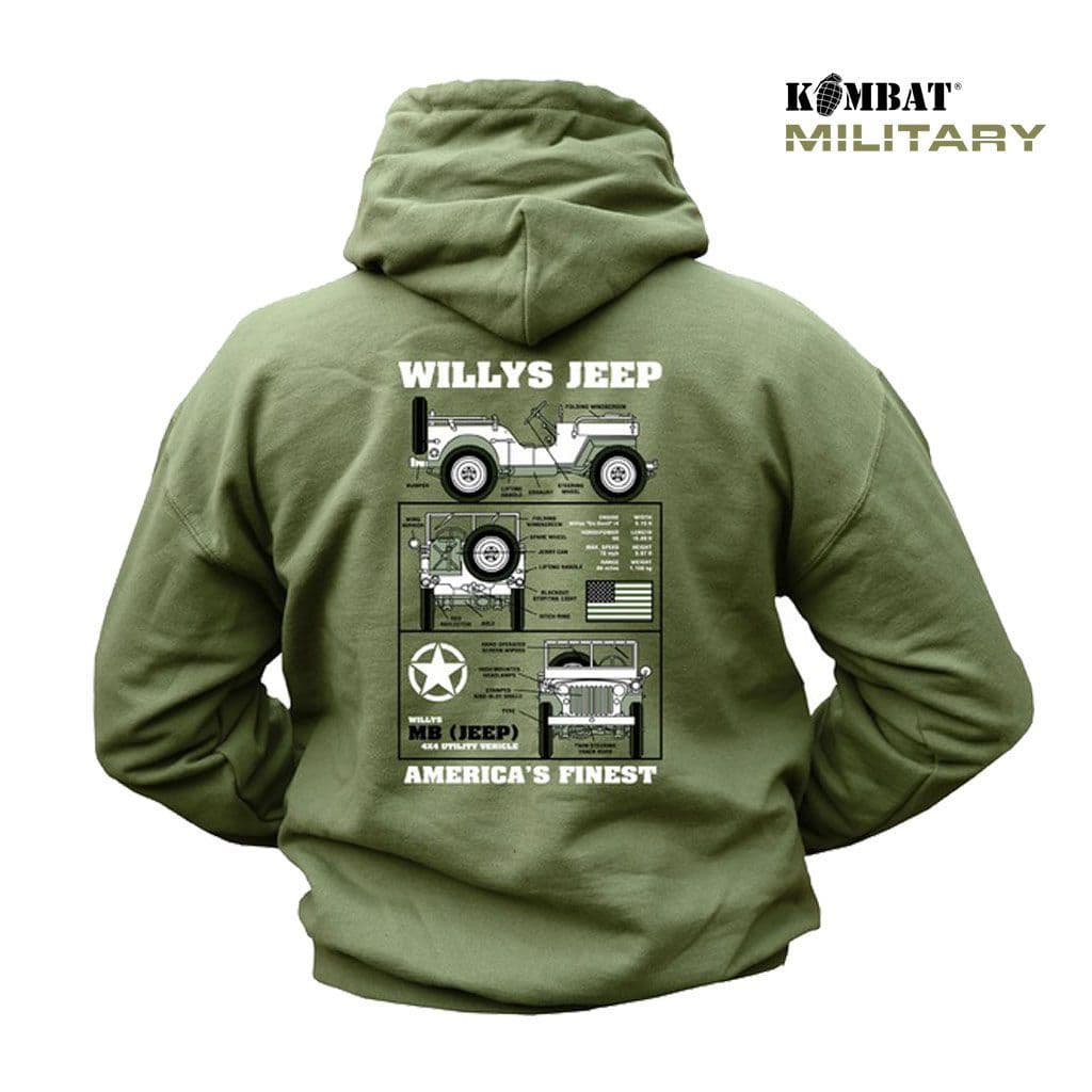 Kombat UK Willys Jeep Graphic Crew Sweatshirt in Olive Green
