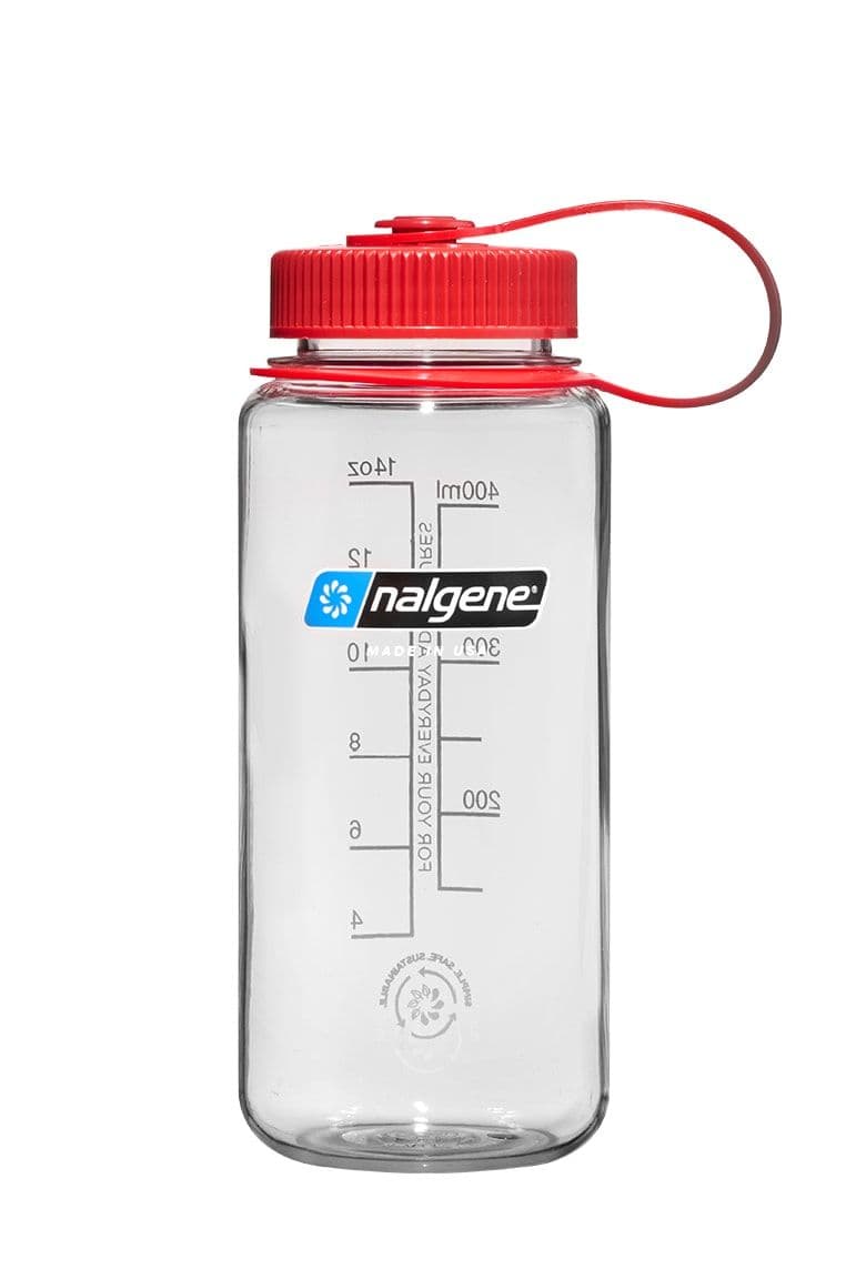 Nalgene 16oz / 0.5L Wide Mouth Sustain Water Bottle - Clear with Red Cap