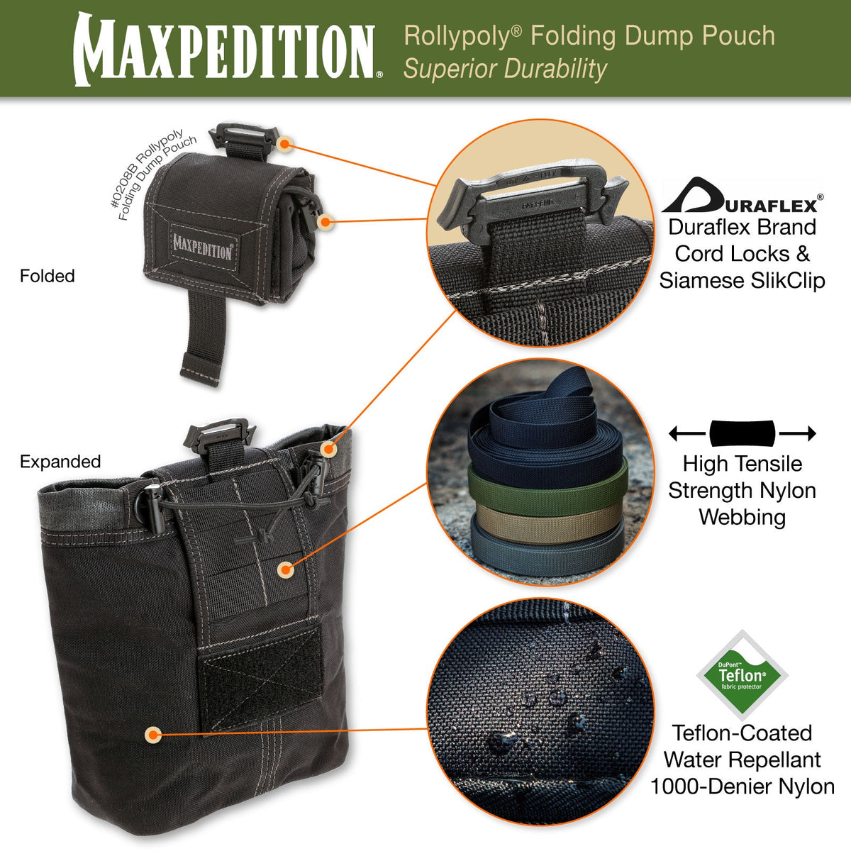 Maxpedition ROLLYPOLY Khaki Folding Dump Pouch