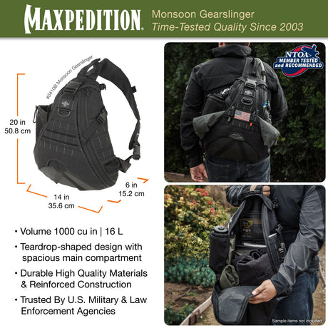 Maxpedition Monsoon Black Gearslinger 16L
