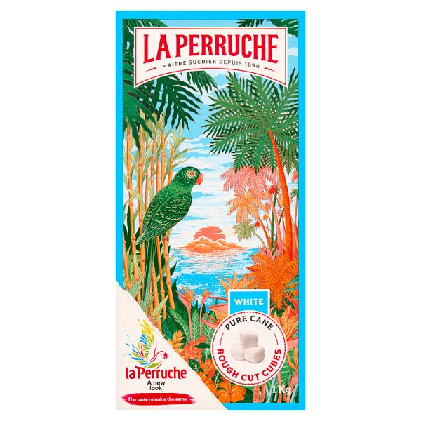 1kg La Perruche Pure Cane White Rough Cut Cubes - Bulk Food Ration Storage