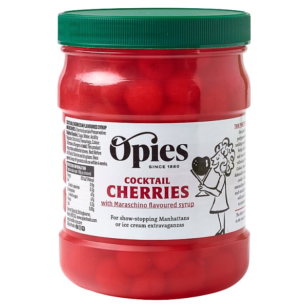1.15kg Opies Cocktail Cherries with Maraschino Flavoured Syrup - Bulk Food Ration Storage