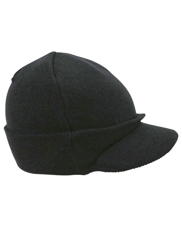 Kombat UK Peaked Beanie (WWII Style) - Black