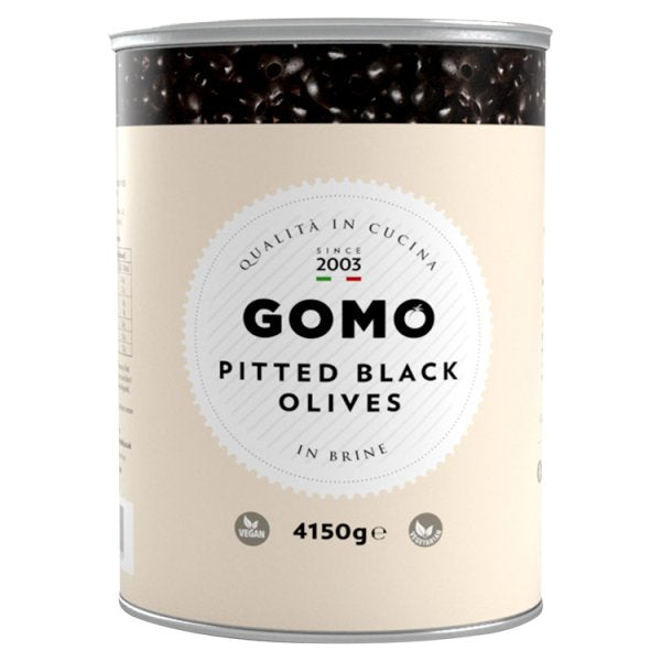 4150g Gomo Pitted Black Olives - Bulk Food Ration Storage