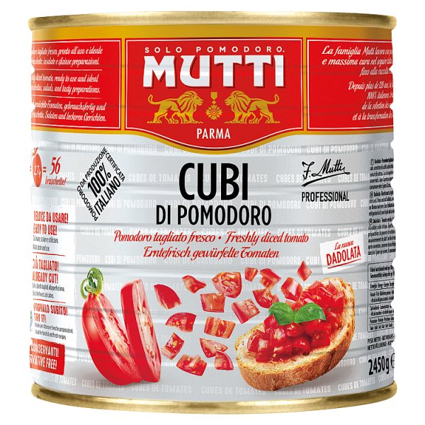 2450g Mutti Tomato Cubes - Bulk Food Ration Storage