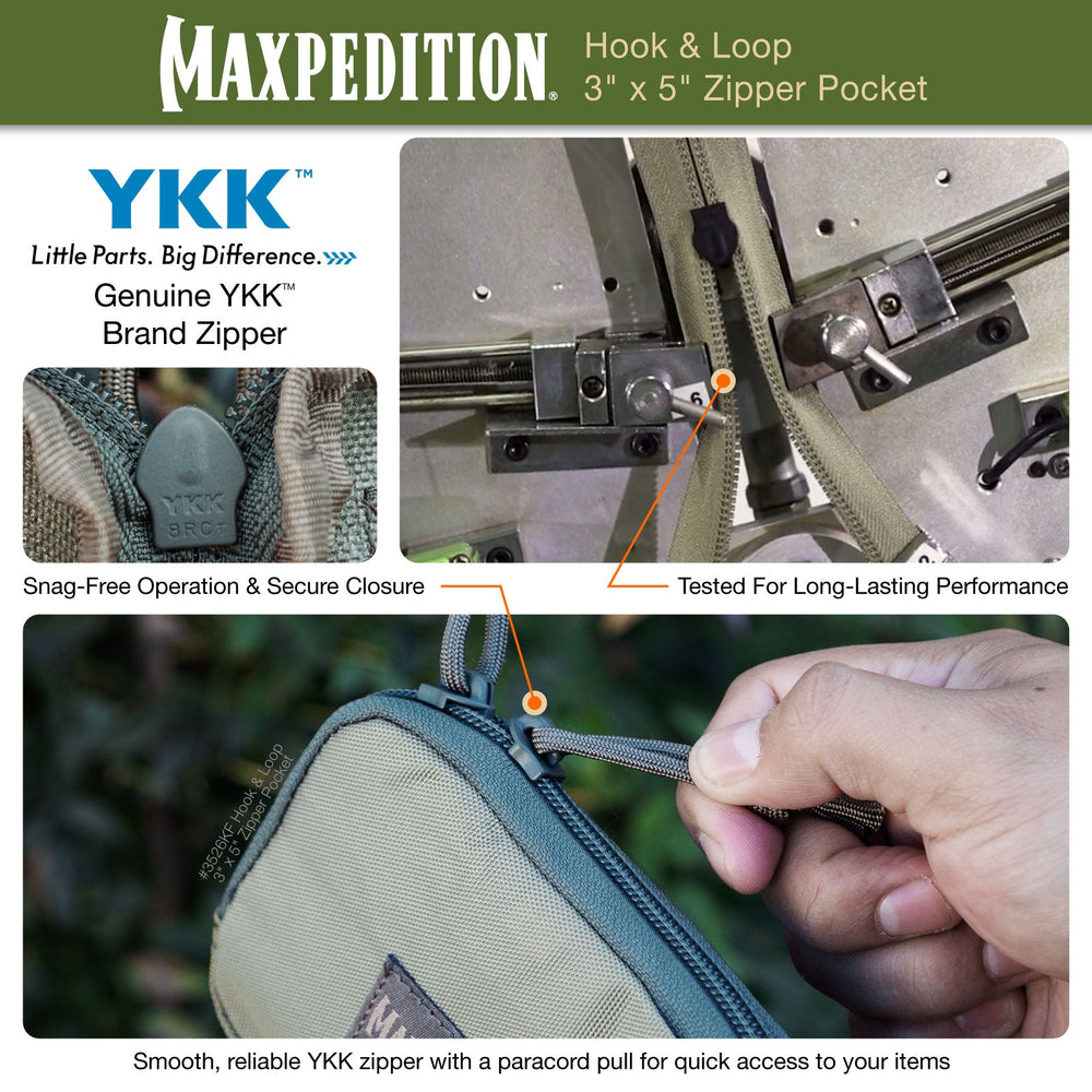 Maxpedition Hook-&-Loop 3" x 5" Khaki-Foliage Zipper Pocket