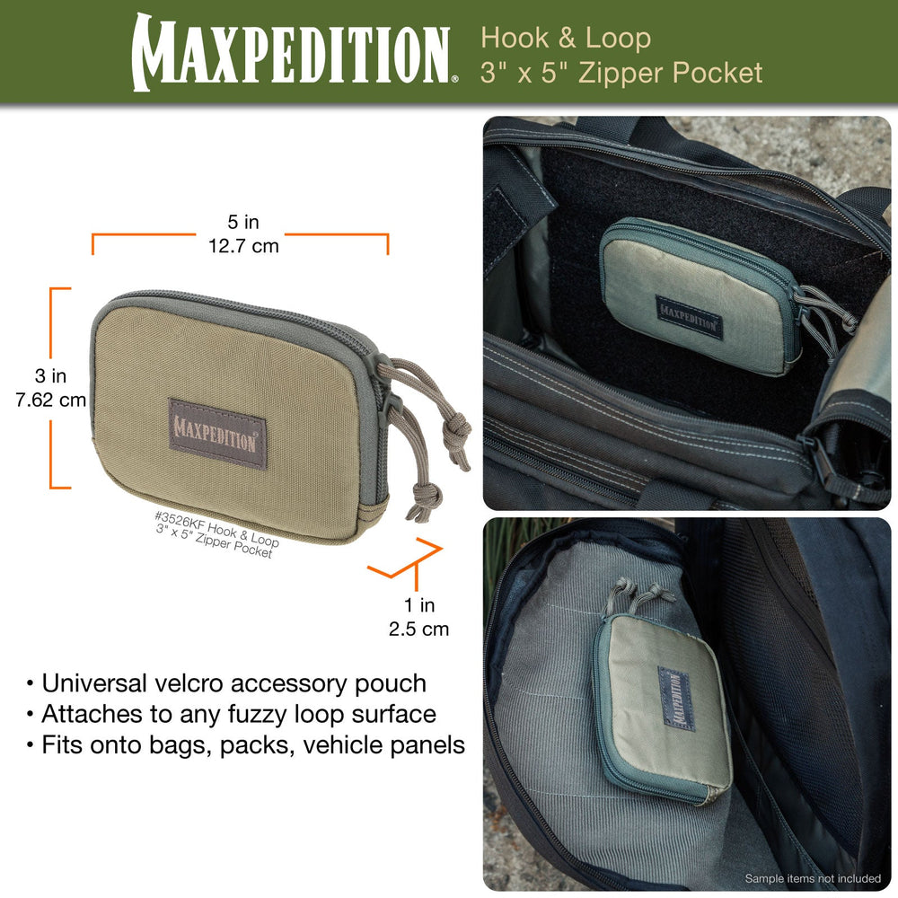 Maxpedition Hook-&-Loop 3" x 5" Khaki-Foliage Zipper Pocket