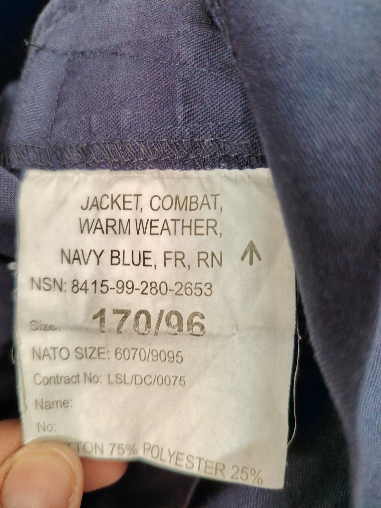 British Military Royal Navy Fire Retardant Warm Weather Combat Jacket - Navy Blue