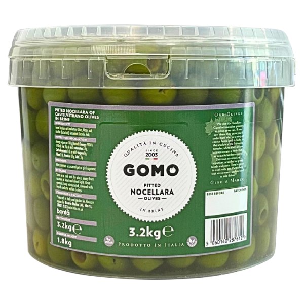 3.2kg Gomo Pitted Nocellara Olives in Brine - Bulk Food Ration Storage