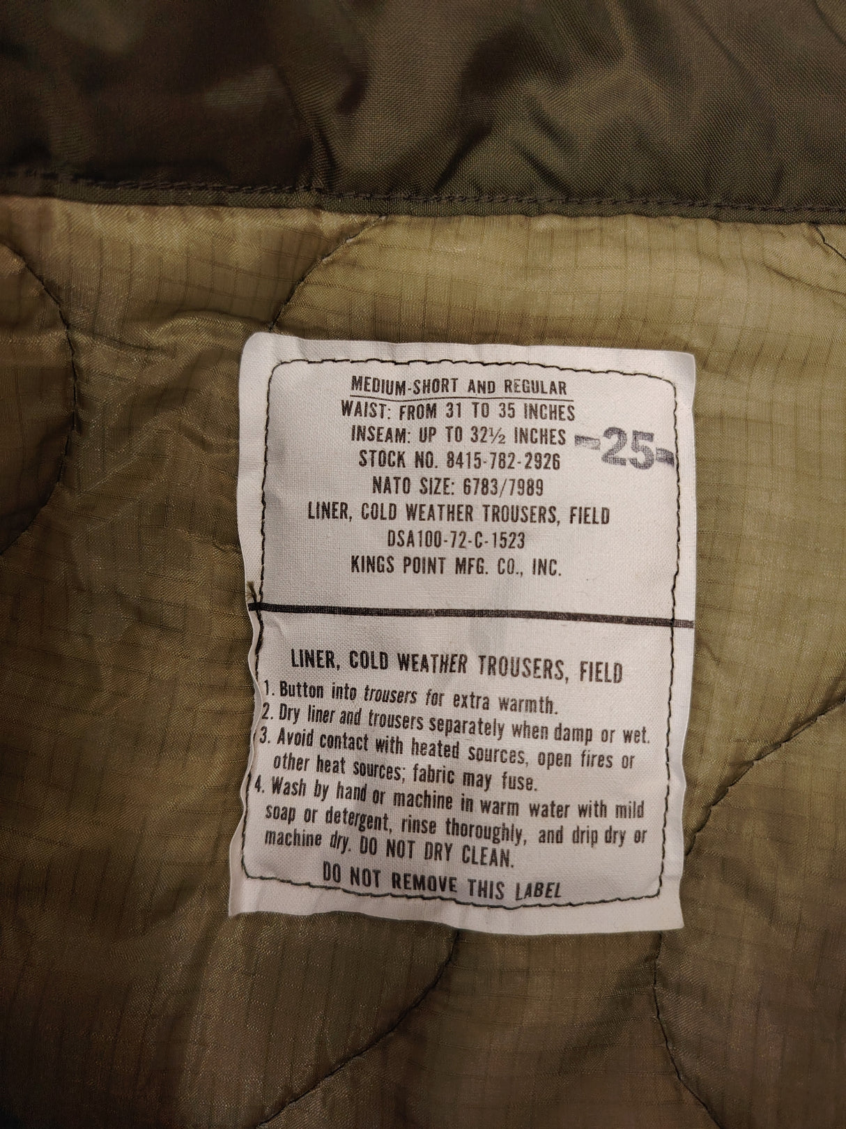 US Military M65 Cold Weather Field Trousers