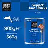800g Chef's Menu Skipjack Tuna Chunks in Brine - Bulk Food Ration Storage