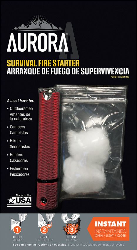 Aurora Survival Fire Starter Red