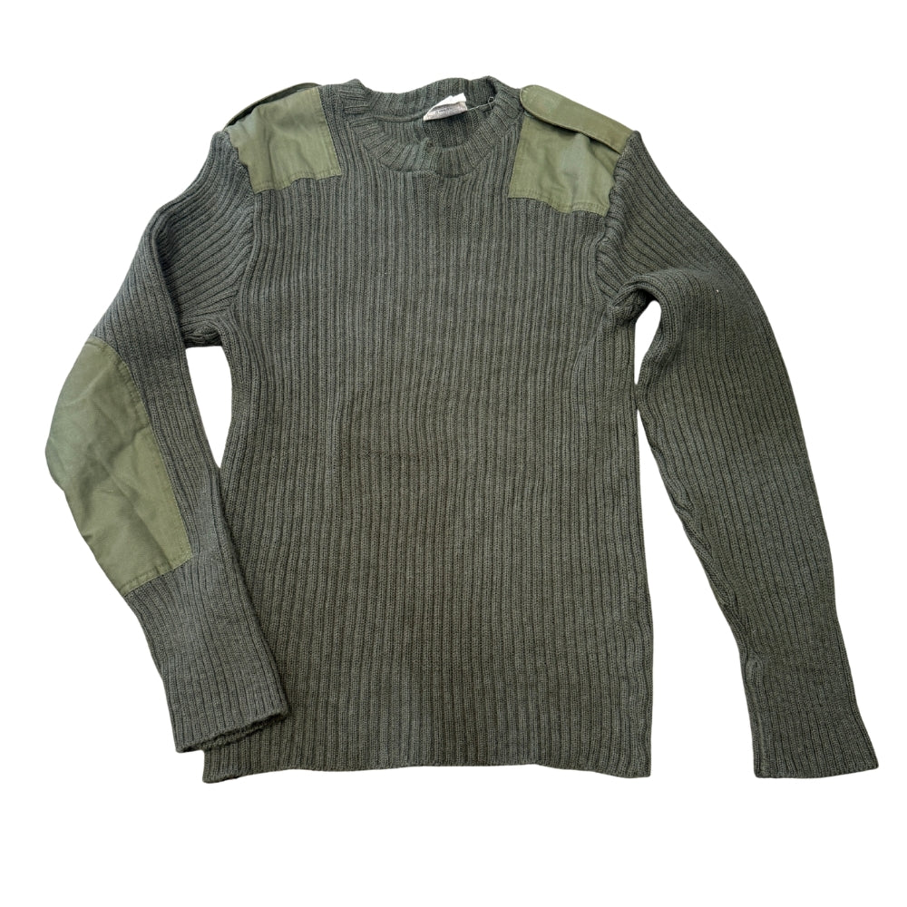 British Military Men's Heavy Knit Olive Round Neck Jersey Jumper