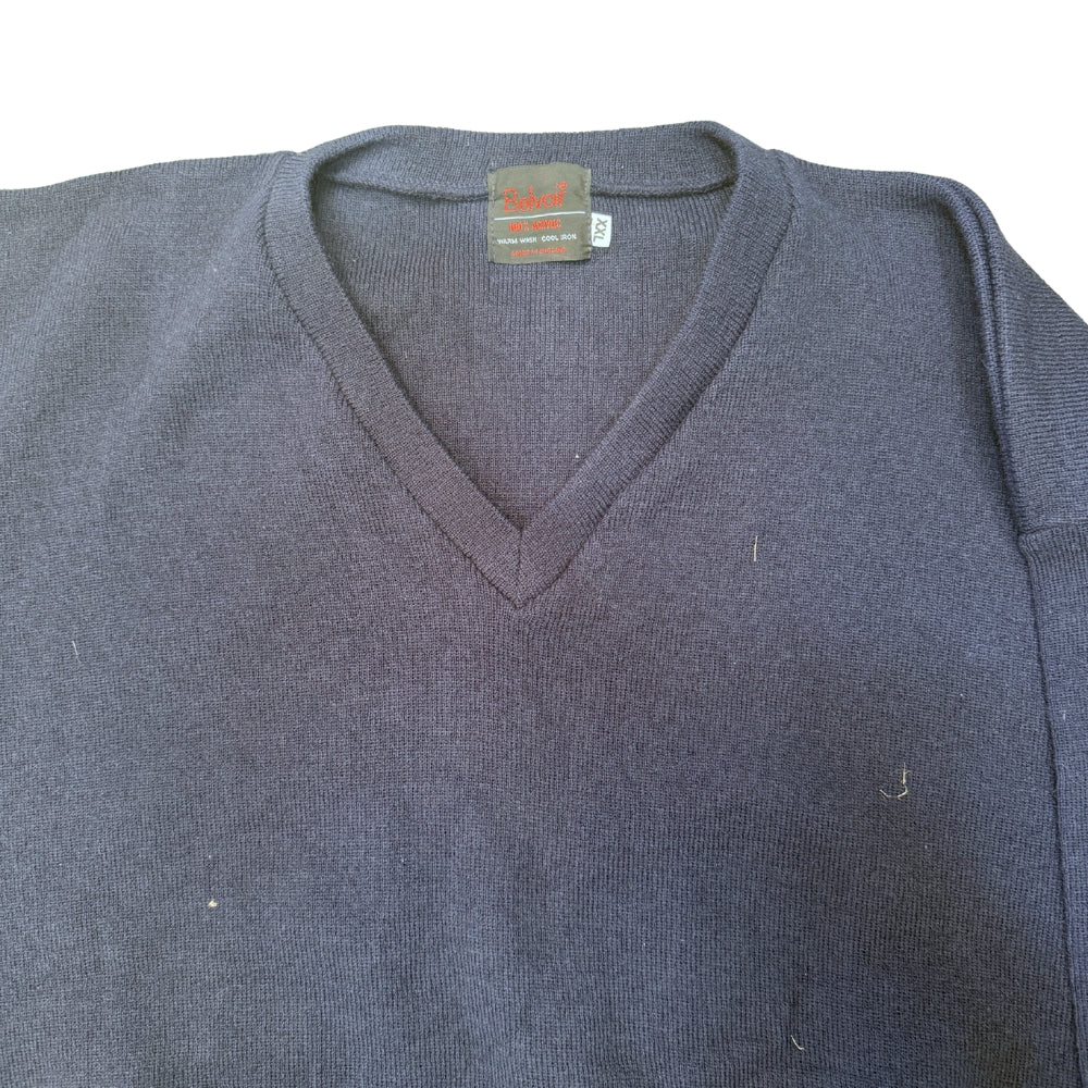 British Military Men's Vintage Navy Blue V-Neck Pullover Jumper Sweater