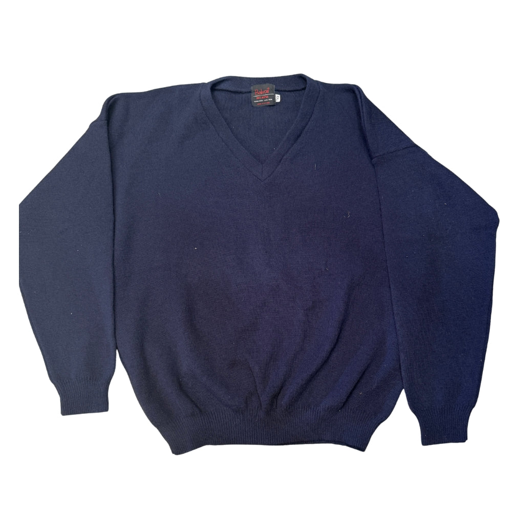 British Military Men's Vintage Navy Blue V-Neck Pullover Jumper Sweater