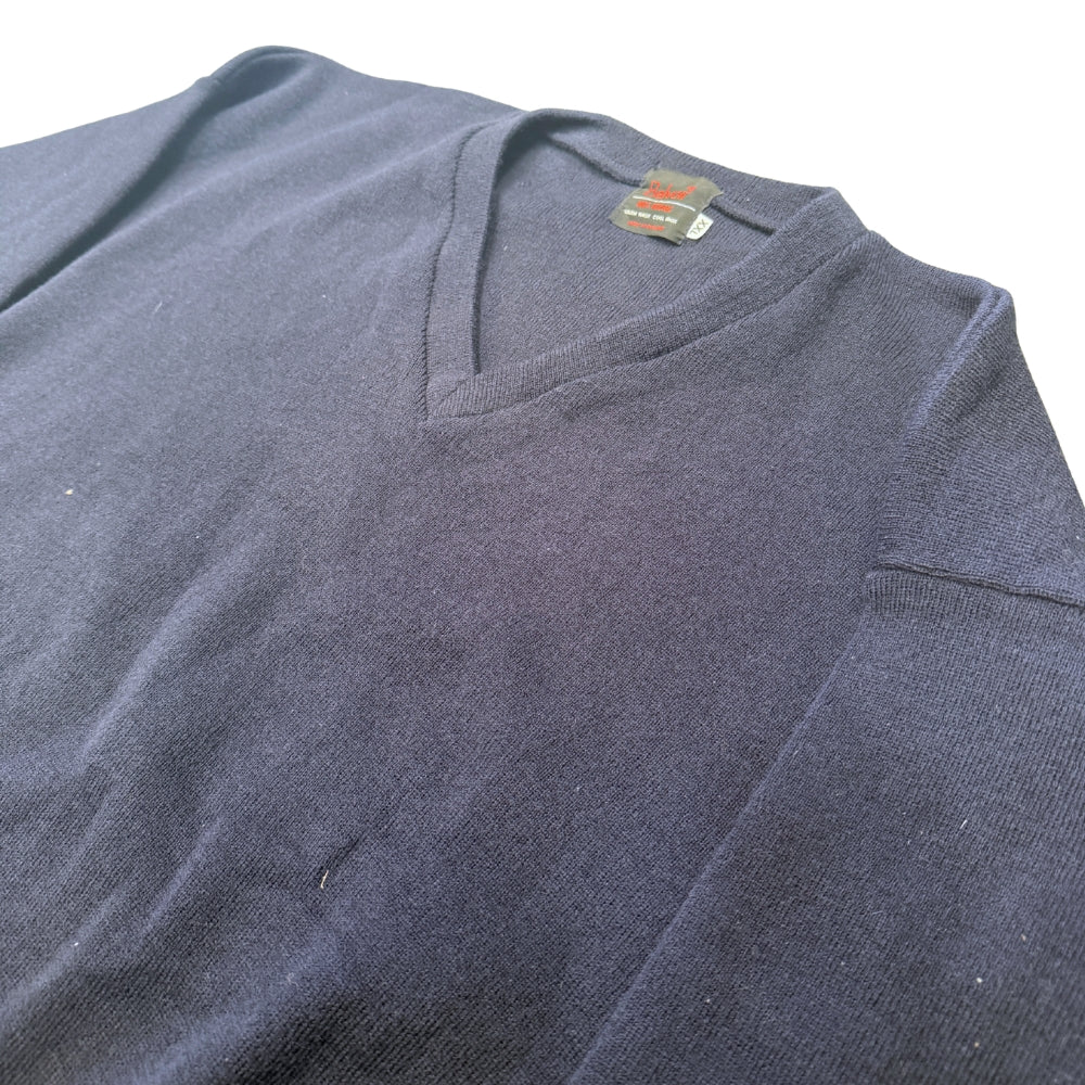 British Military Men's Vintage Navy Blue V-Neck Pullover Jumper Sweater