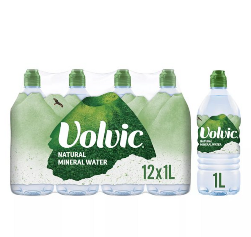 Case of 12 Volvic Natural Bottled Mineral Still Water 1L