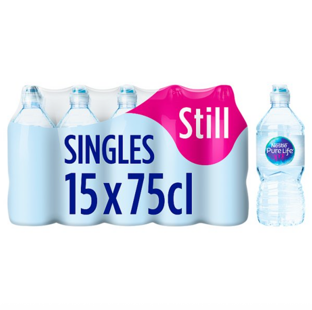 Case of 15 Nestle Pure Life Still Spring Water Sports Cap 750ml