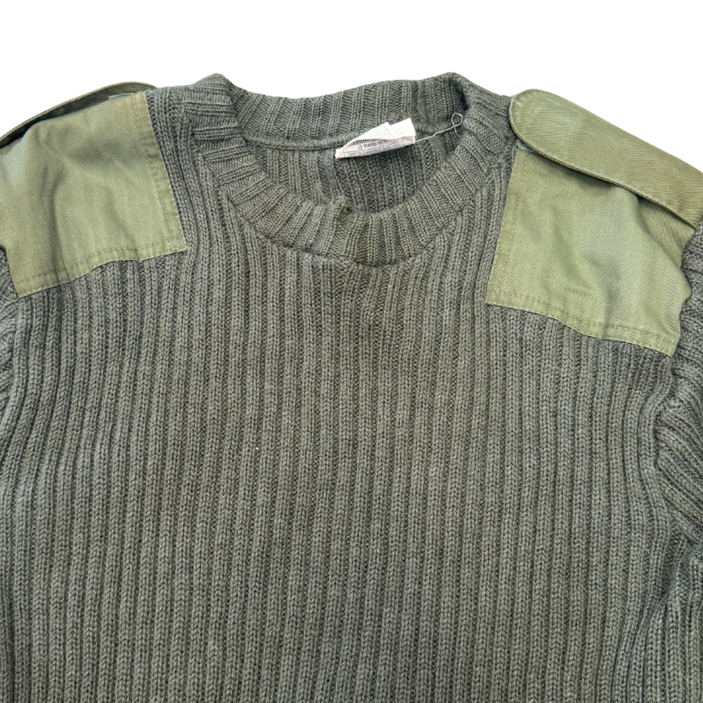 British Military Men's Heavy Knit Olive Round Neck Jersey Jumper