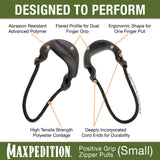 Maxpedition Small Black PZL Positive Grip Zipper Pulls Pack of 6